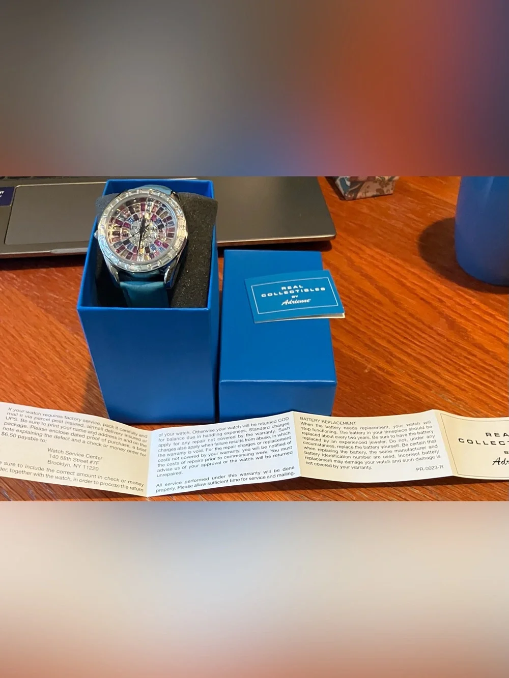 NEW in Box Real Collectibles by Adrienne Rare Crystal Mosaic Watch w/Blue Band